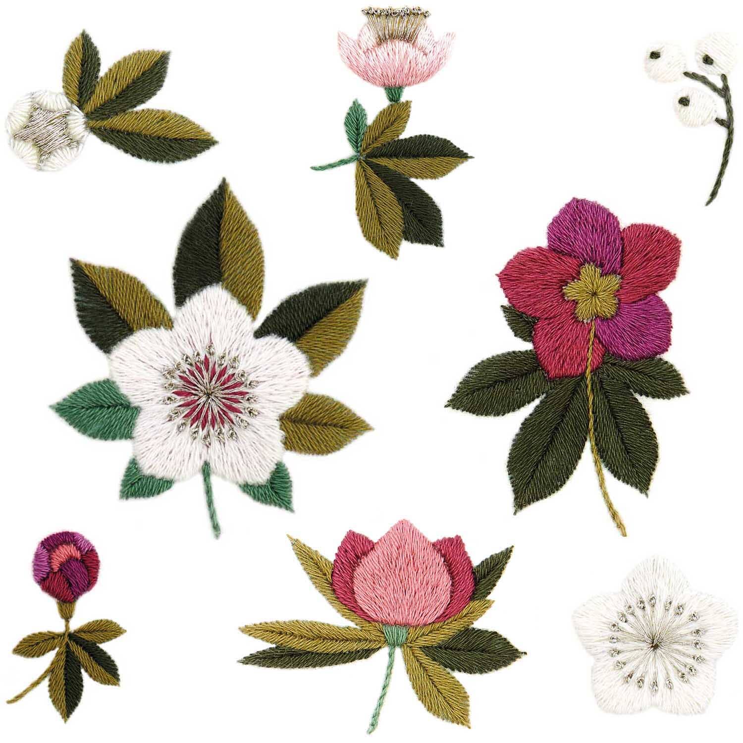 Stickon Roses Christmas Roses Stick and Stitch Embroidery Kit – Universal Yarn