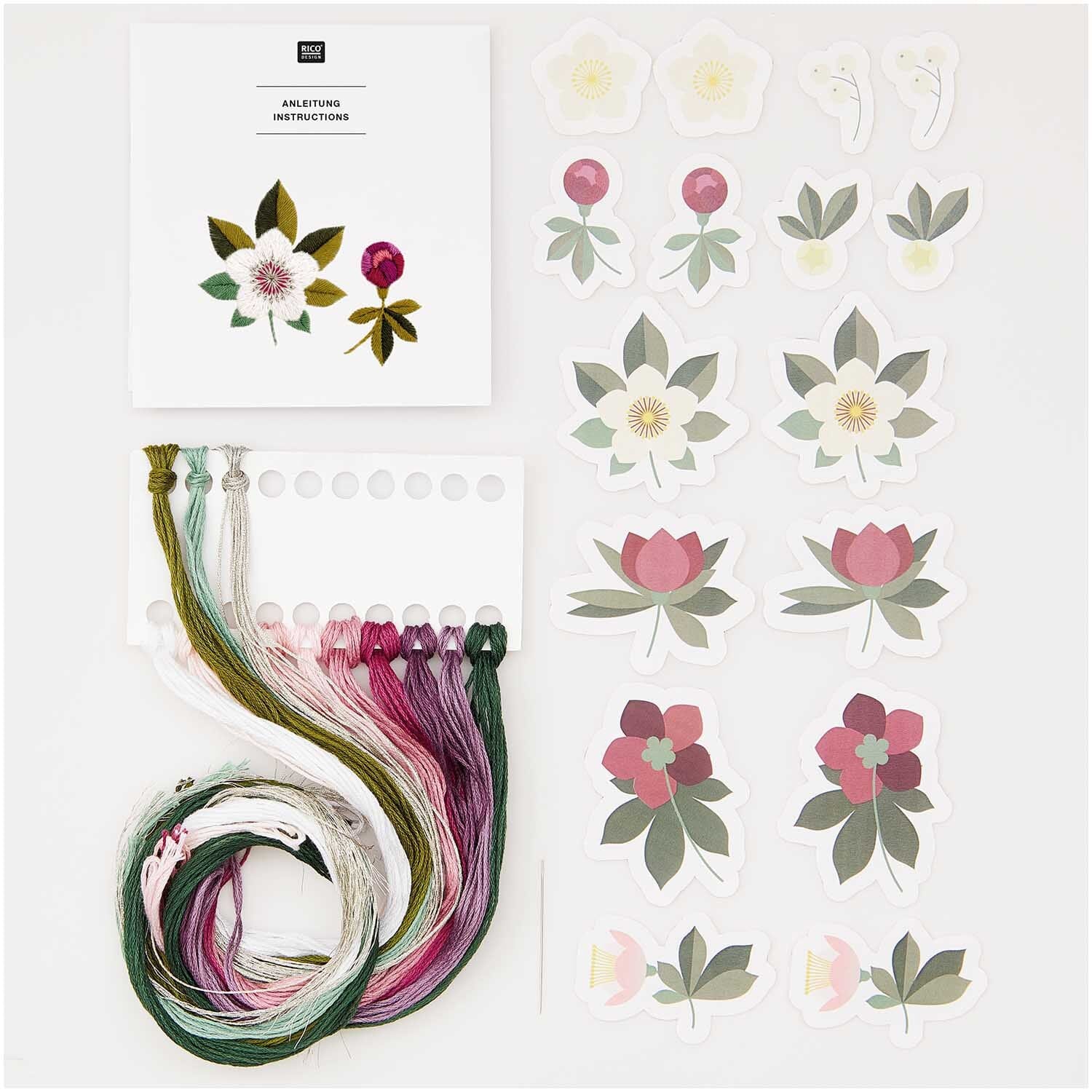 Stickon Roses Christmas Roses Stick and Stitch Embroidery Kit – Universal Yarn
