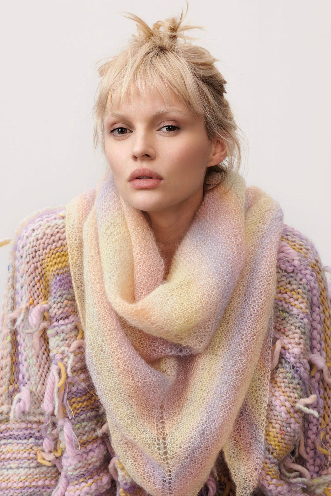 【SYUMAN.】 HANDMADE KID MOHAIR KNIT Compact1065CardiganandShawl01n